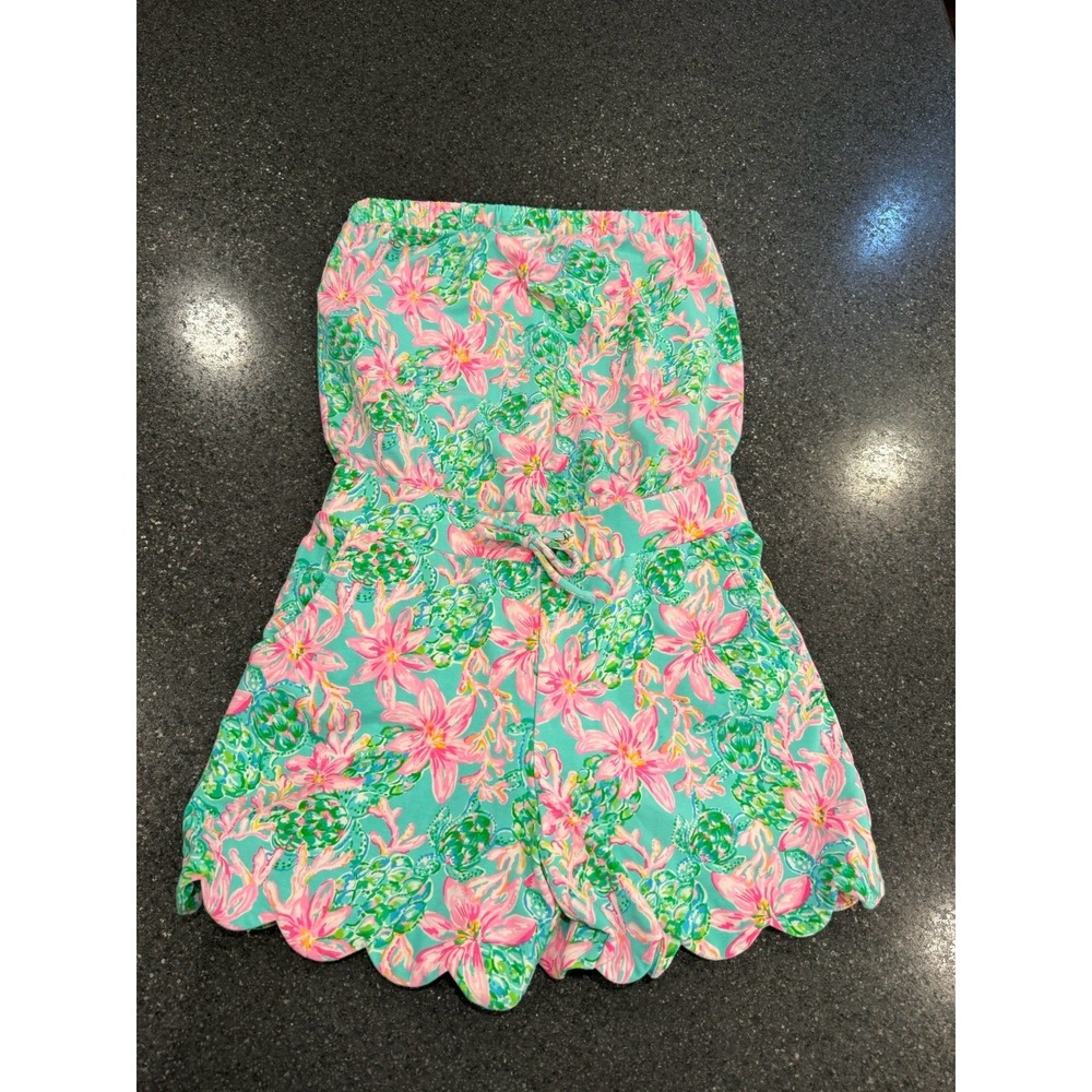 Lilly Pulitzer Jace Strapless Romper Surf Blue So Shellegant Size S